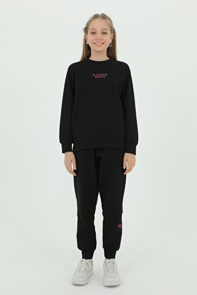 Black One Λεπτομερές σετ αθλητικής φόρμας από καουτσούκ με στάμπα με λαιμόκοψη Crew