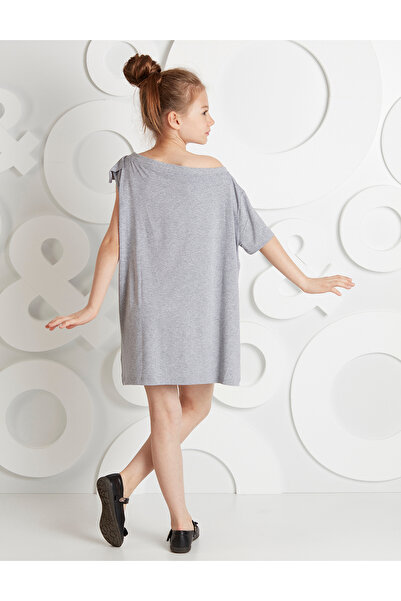MSHB&G Single Sleeve Gray Swan Combed Cotton Summer Dress - Girl