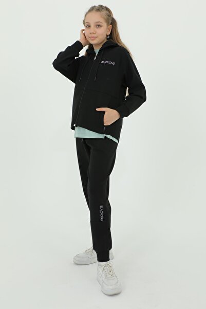 Black One Σετ αθλητικής φόρμας για κορίτσια με τριπλό σετ με λεπτομέρεια εκτύπωσης