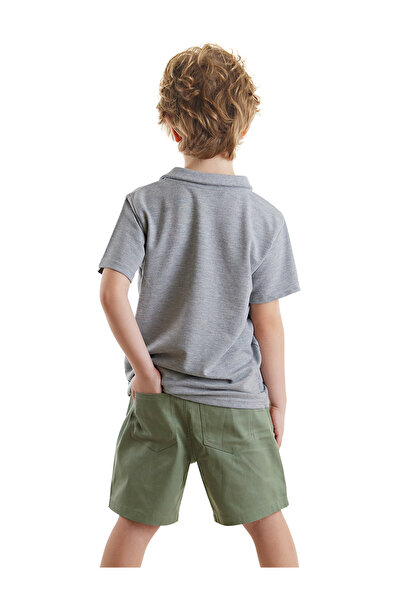Denokids Boy's Polo Collar Tiger T-shirt and Gabardine Shorts Set