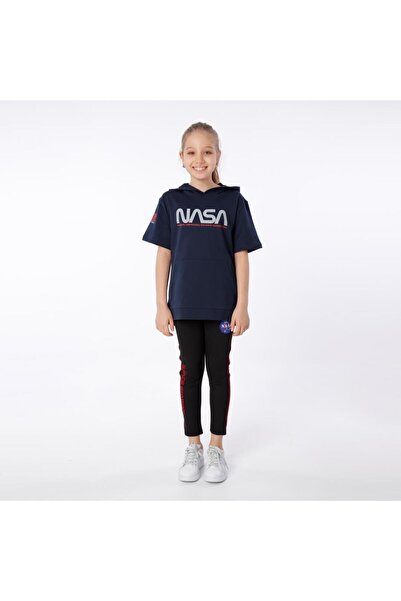 Black One Дівчача футболка з капюшоном і принтом NASA, з вишитим декором на л...