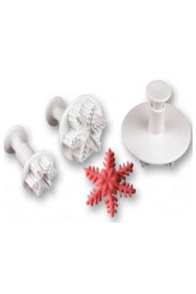 pasta cumhuriyeti Kar Tanesi Yılbaşı Basmalı Enjektörlü Kurabiye Kalıbı 3 Parça