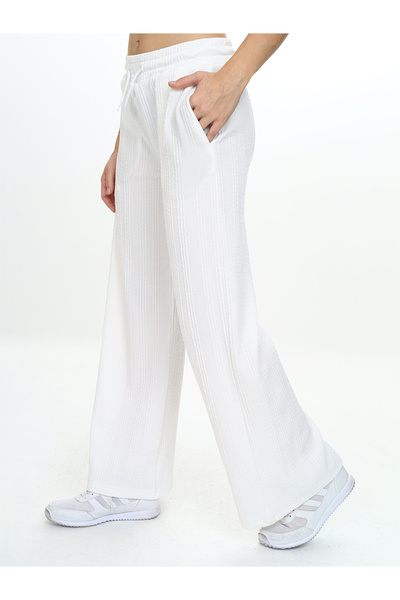 Denokids Girl's Wide Leg Ecru Basic Sweatpants