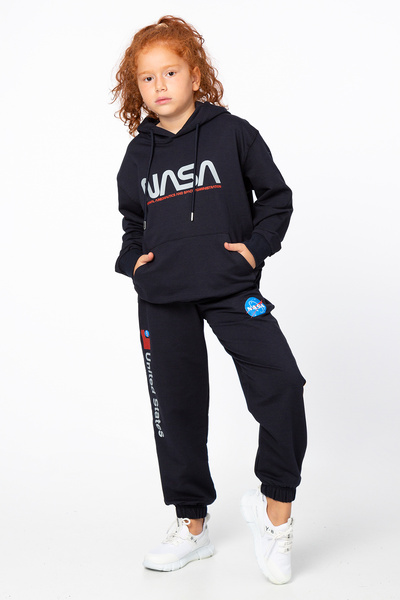 Black One Дівчачий спортивний комплект без шардонів, з 2 нитками, з капюшоном – стандартний крій