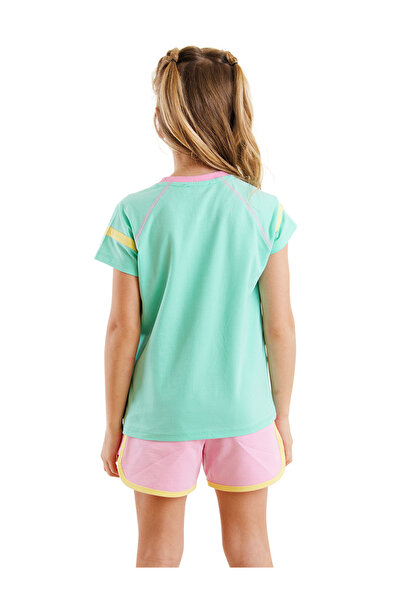 Denokids Kalpli Kız Çocuk Yazlık T-shirt Şort Takım