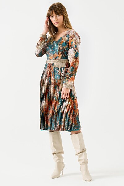 Jus De Pommes Pilili Desenli Elbise