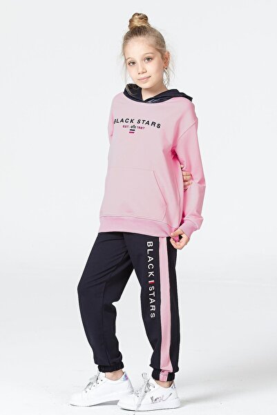 Black One Κοριτσίστικο με κουκούλα μακρυμάνικο αθλητικό σετ φόρμας