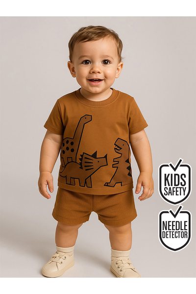 Denokids مجموعة شورت قصير تي شيرت للأطفال الأولاد على شكل ديناصور