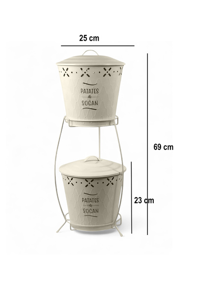 Bestofhome 2 Layer Metal Potato Onion Bucket Cream