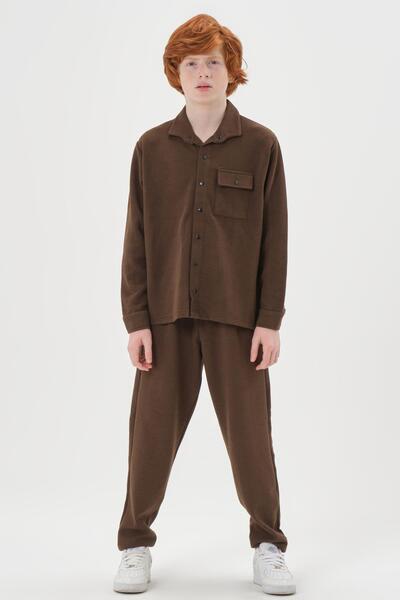 Black One Çocuk Jakarlı Kibrit Desen Düğme Detaylı Alt-Üst Takım – Rahat Kalıp