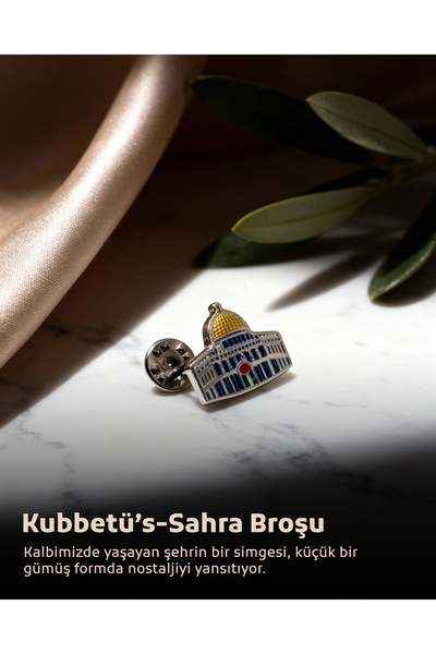 Zaytoon Yaka Rozeti Kubbetü's-Sahra Renkli Metal Broş Unisex