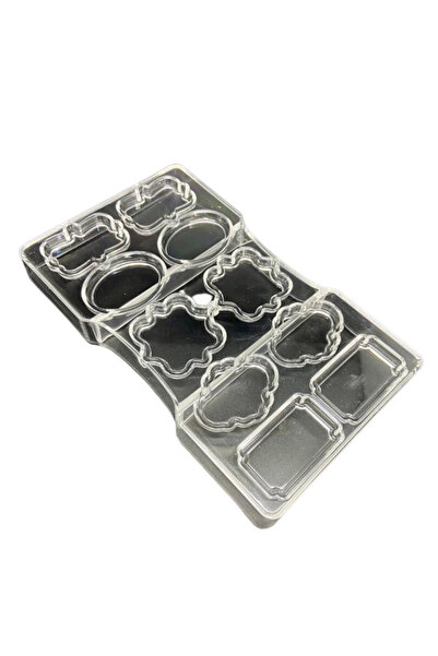 hobs Geometrik İsimlik Çerçeve Şekilli Polikarbon Çikolata Kalıbı 10 Bölmeli