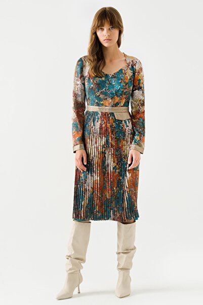 Jus De Pommes Pilili Desenli Elbise