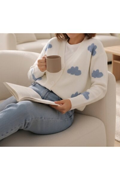 Vaniza Cloud Detailed Long Sleeve Knitwear Cardigan