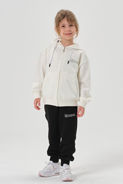 Black One Σετ φόρμας 2 τεμαχίων για κορίτσια και αγόρια με φερμουάρ διπλής όψης με κουκούλα