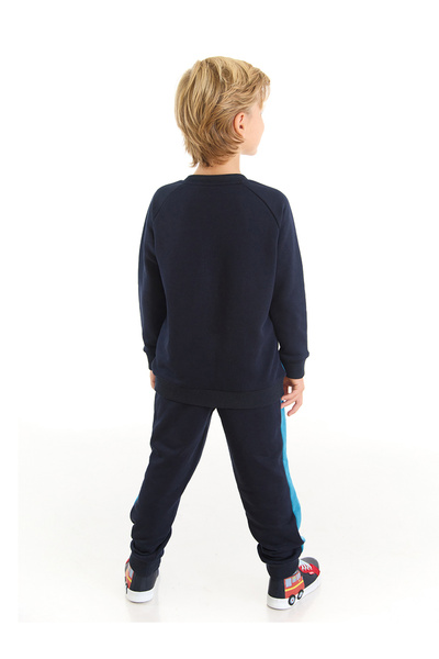 Denokids Shark Navy Blue Boys' Tracksuit Set