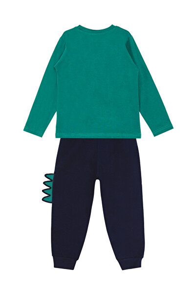 Denokids Tırtırlı Dino Erkek Çocuk Kışlık T-shirt Pantolon Takım