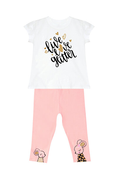 Denokids Sevimli Fareler Kız Çocuk Yazlık T-shirt Tayt Takım