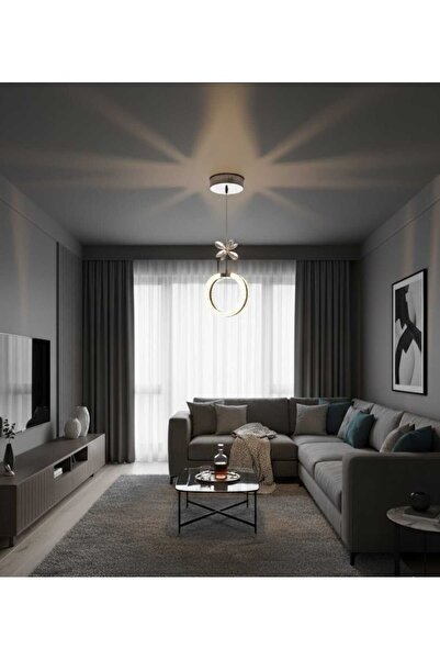 Sunbox 3 Renk Krom Kasa Taşlı Led Avize Tekli Modern Ledli Avize