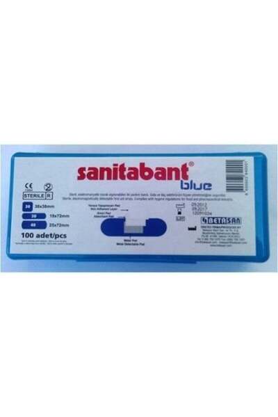 Sanitabant Mavi Metalli Yara Bandı 100 Adet