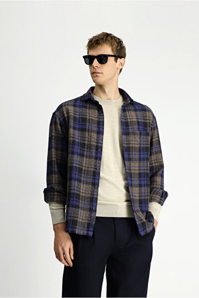 Kiğılı Cămașă din bumbac în carouri cu mânecă lungă