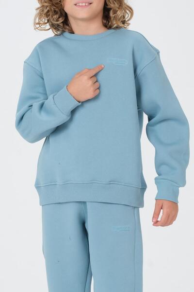 Black One Σετ αθλητικής φόρμας για αγόρια με λεπτομέρεια εκτύπωσης με λαιμόκοψη