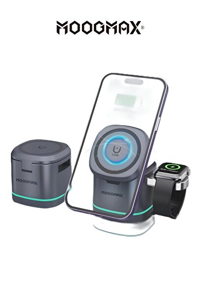 MOOGMAX 3-in-1 MagSafe Wireless Charging Stand for all phones that support wireless charging, 3W charging time