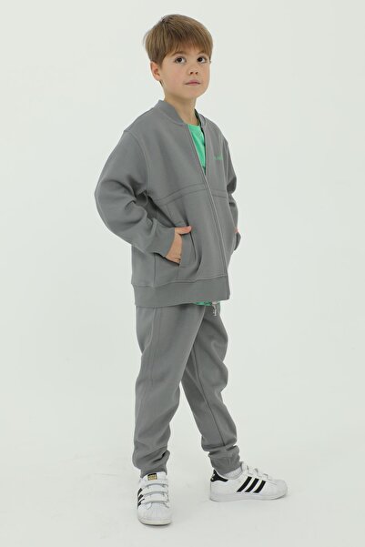 Black One Crew Neck Boys T-Shirt Print Detailed 3-Piece Tracksuit Set