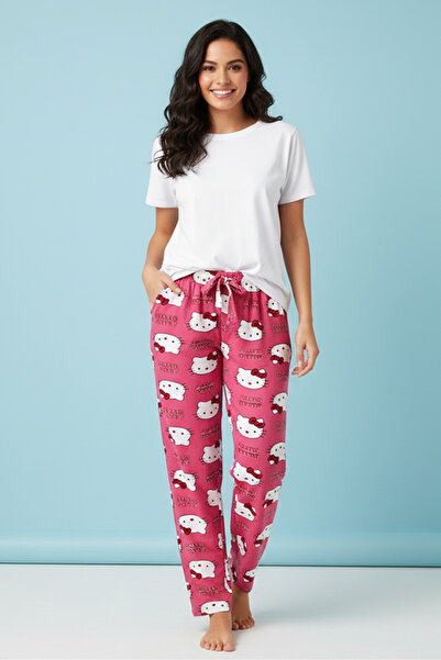 DERENE Kadın Hello Kitty Desenli Pijama Altı Süet