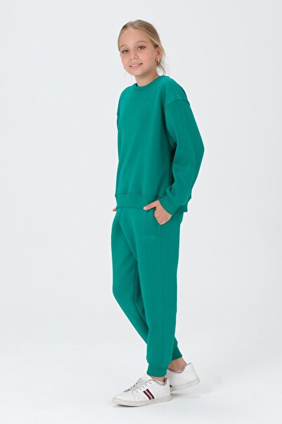 Black One Κοριτσίστικο σετ φόρμας με λαιμόκοψη με 3 κλωστές με στάμπα με λεπτομέρεια στο κάτω μέρος