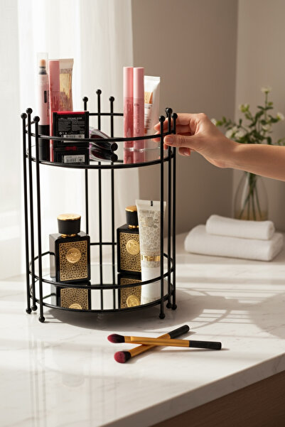 EVSTYLE Чорний дворівневий органайзер Makaya - з дзеркалом