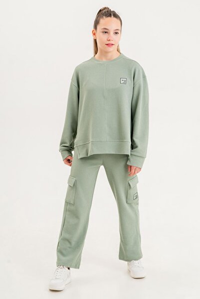 Black One Σετ φόρμας για κορίτσια με λαιμόκοψη με λεπτομέρεια Cargo Pocket