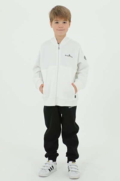 Black One Трійка спортивного костюма з футболкою з коміром-стійкою та принтом для хлопчика