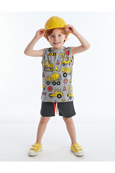 Denokids Trucks Erkek Çocuk T-shirt Şort Takım