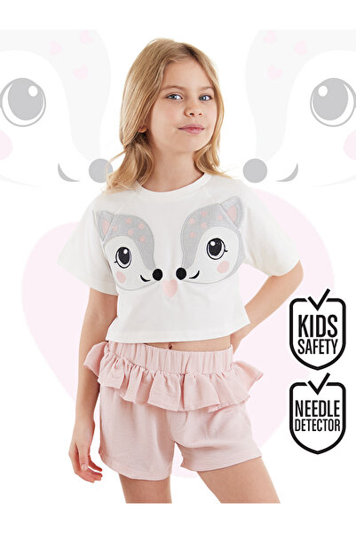 Denokids Ikiz Ceylan Kız Çocuk Yazlık Crop T-shirt Fırfırlı Şort Takım