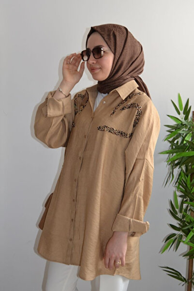 ASELA. Oversized Front Embroidered Sequin Embroidered Tunic Shirt