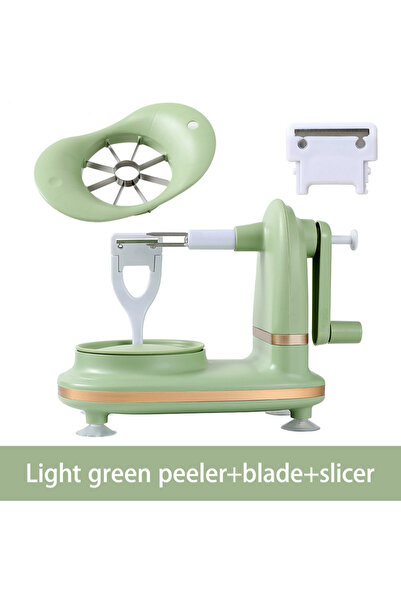 Choice LightGreen 3-in-1Hand-cranked Rotating Fruit/Vegetable Peeler Stainless Steel Blades Cutter Househo