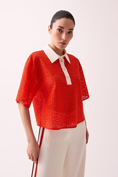 Jus De Pommes MERCAN GÖMLEK YAKA DANTELLİ BLUZ