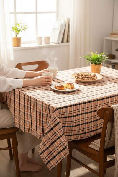 DNRYSL Cotton Plaid Tablecloth, Easy to Clean, Suitable for Kitchen, Living Room and Balcony Use 140X200 Cm.