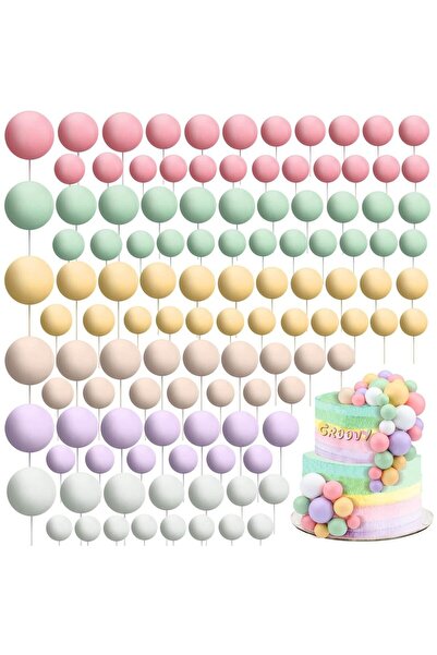 Choice ماركا كولور 108 قطعة كرات لتزيين الكيك، زينة كب كيك، زينة كيك يدوية الصنع، كرات كيك رغوية للخبز