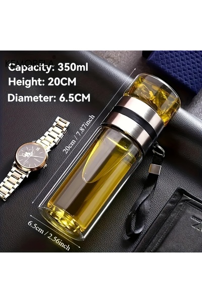 Choice 350-500 مل 350 مل زجاجة شاي زجاجية معزولة مزدوجة الجدار مانعة للتسرب م...