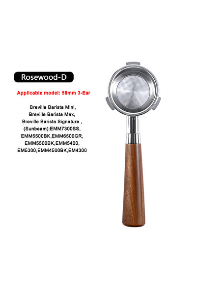 Choice حامل فلتر قهوة بدون قاع من خشب الورد مقاس 58 مم بثلاث آذان مقاس 58 مم لماكينة Sunbeam Mini Barista