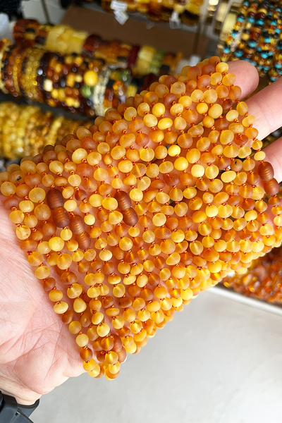 İpek Kehribar Baltic Amber Necklace - Matte Cognac Caramel Lemon - Certified Baby Child Tooth Necklace (Silk-527)