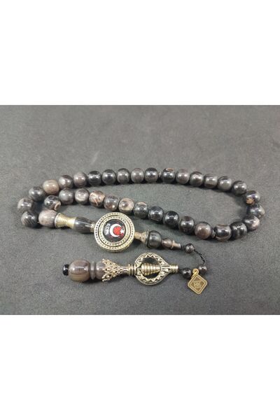 İskeçe Tesbih Hakan Kaya Usta Eseri Corn de bivol natural cu incrustație de a...