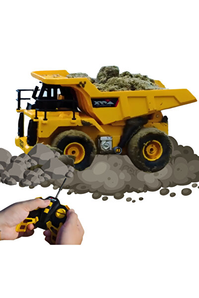 KentOyuncaK شاحنة قلابة تعمل بالتحكم عن بعد بمقياس 1:24 تُطلق الحمولة من الخلف