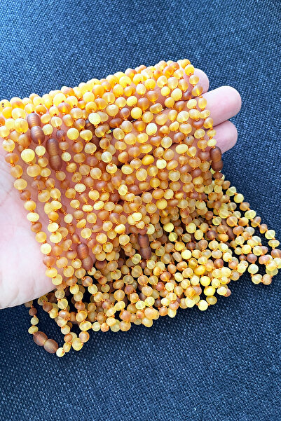 İpek Kehribar Baltic Amber Necklace - Matte Cognac Caramel Lemon - Certified Baby Child Tooth Necklace (Silk-527)