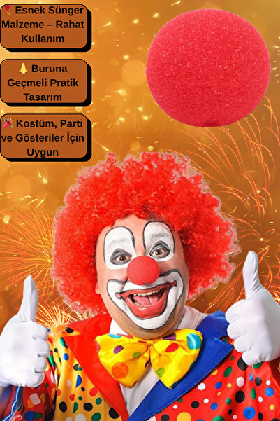 Tamsena Store Yetişkin ve Çocuk Uyumlu Göz Alıcı Kırmızı Renk Sünger Palyaço Burnu