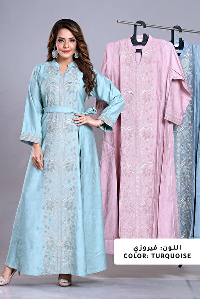 SEVENTEEN KSA جلابية بحزام بتطريزات فاخرة