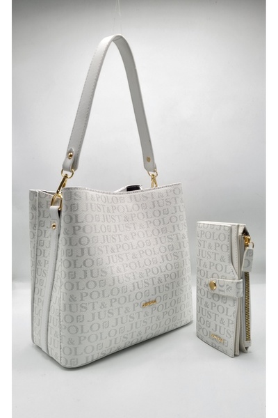 Just Polo حقيبة كتف نسائية من Justpolo ذات 5 أقسام وحزامين ومحفظة Tm1179