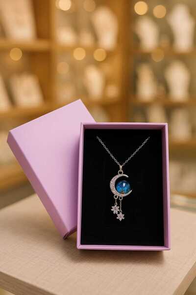 Staınless Ay ve gökyüzü çelik paslanmaz kolye